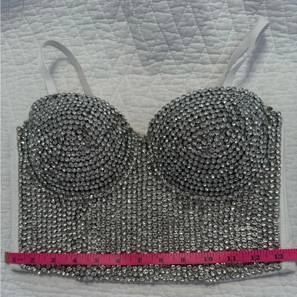 Windsor Silver Sequin Sleeveless Crop Top - Picture 16 of 16